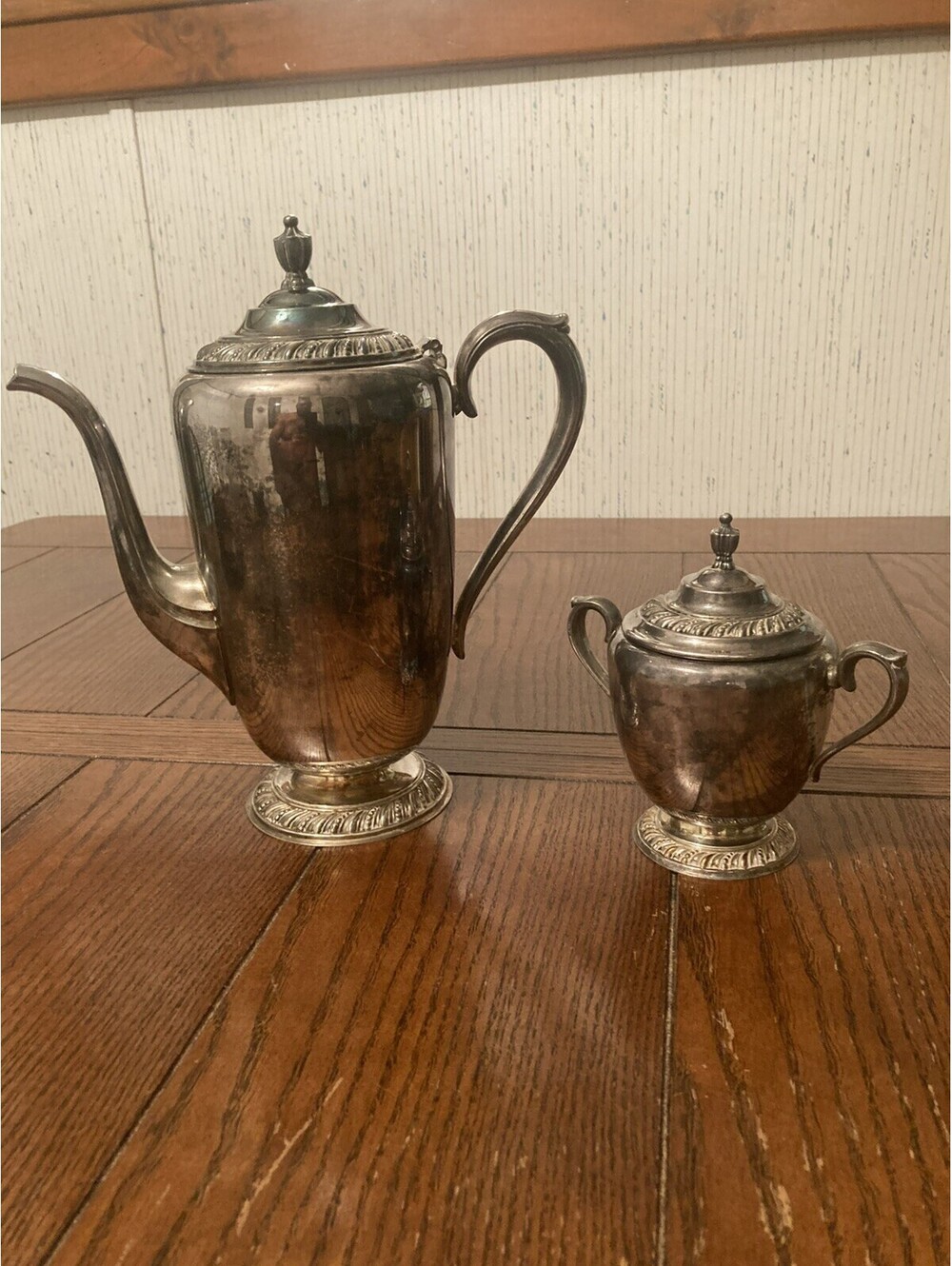 Vintage Silver Plated Coffee Pot Sugar Bowl Fenwick Wm Rogers 1940’s